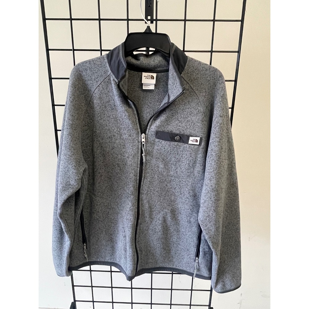 The North Face Mens Grey Gordon Lyons Full Zip Heathered Fleece Jacket Large‎